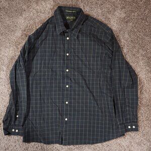 Eddie Bauer Button Shirt Mens 2XL Long Sleeve Plaid Wrinkle Resistant Classic